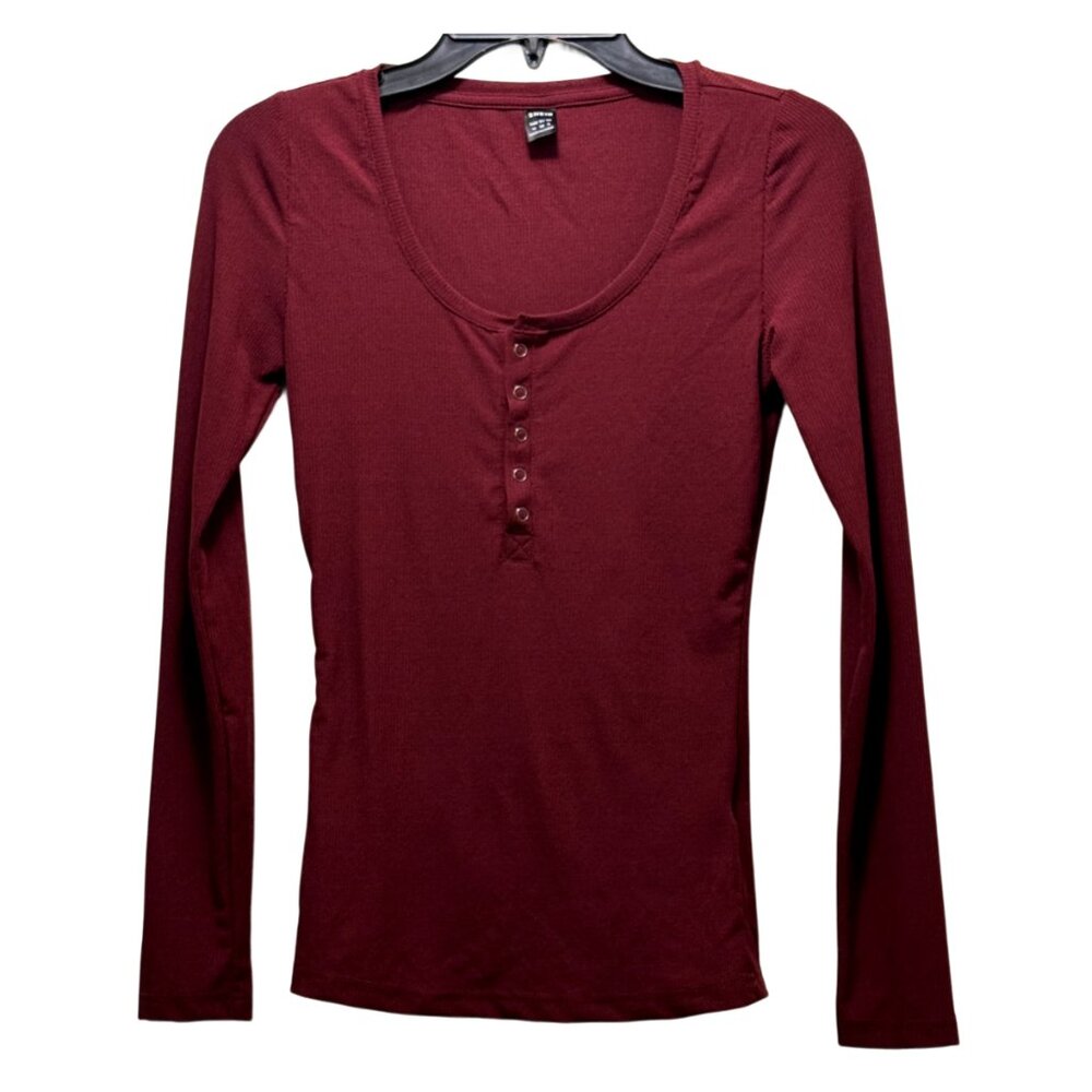 Women Burgundy Coop Neck Top Size Medium